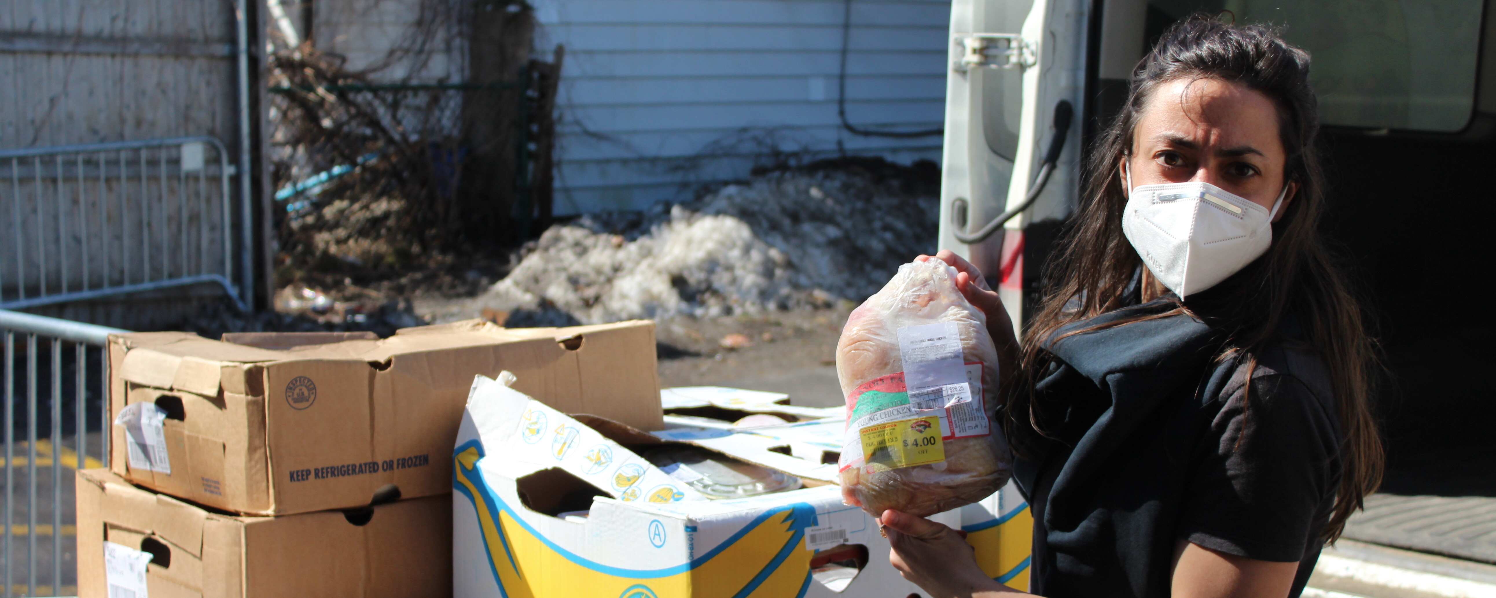 Woman holding food donation