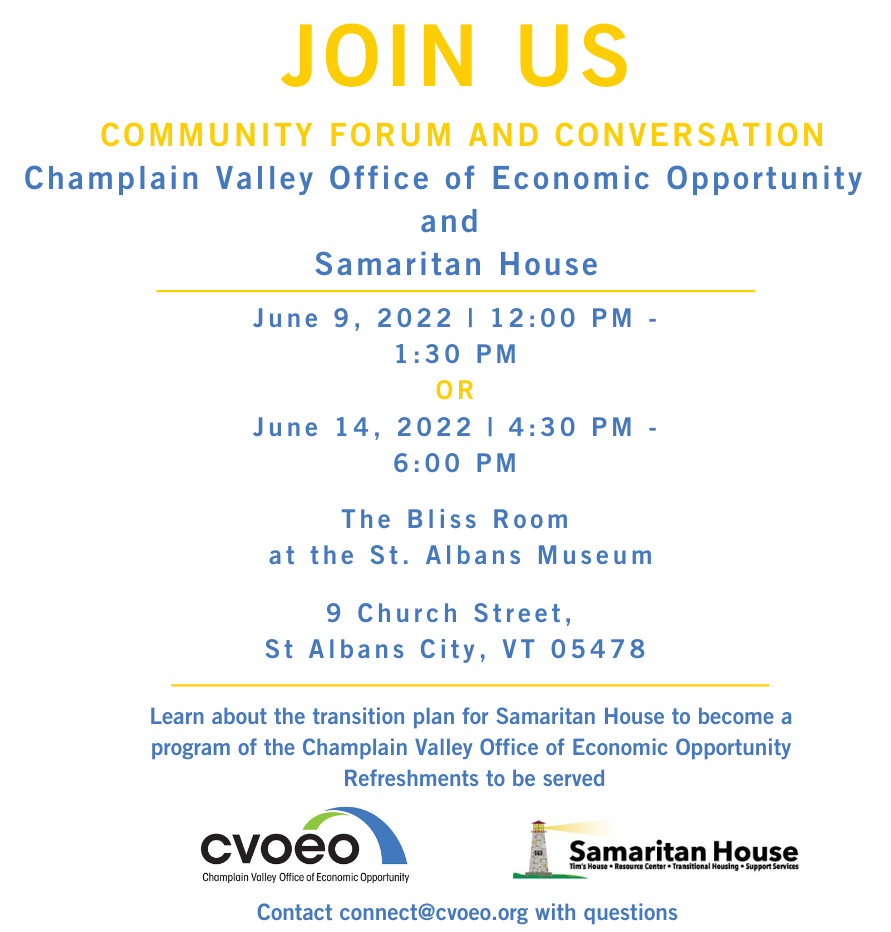 CVOEO & Samaritan House Community Forum