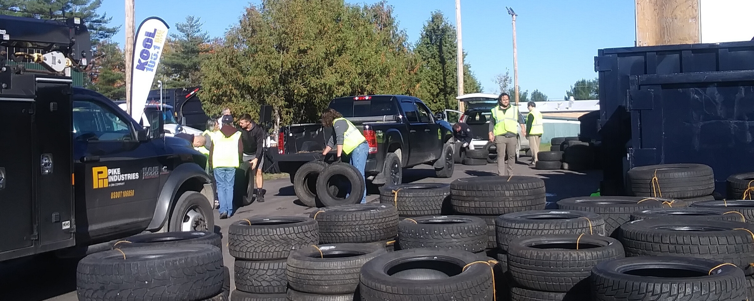 car tires and volunteers