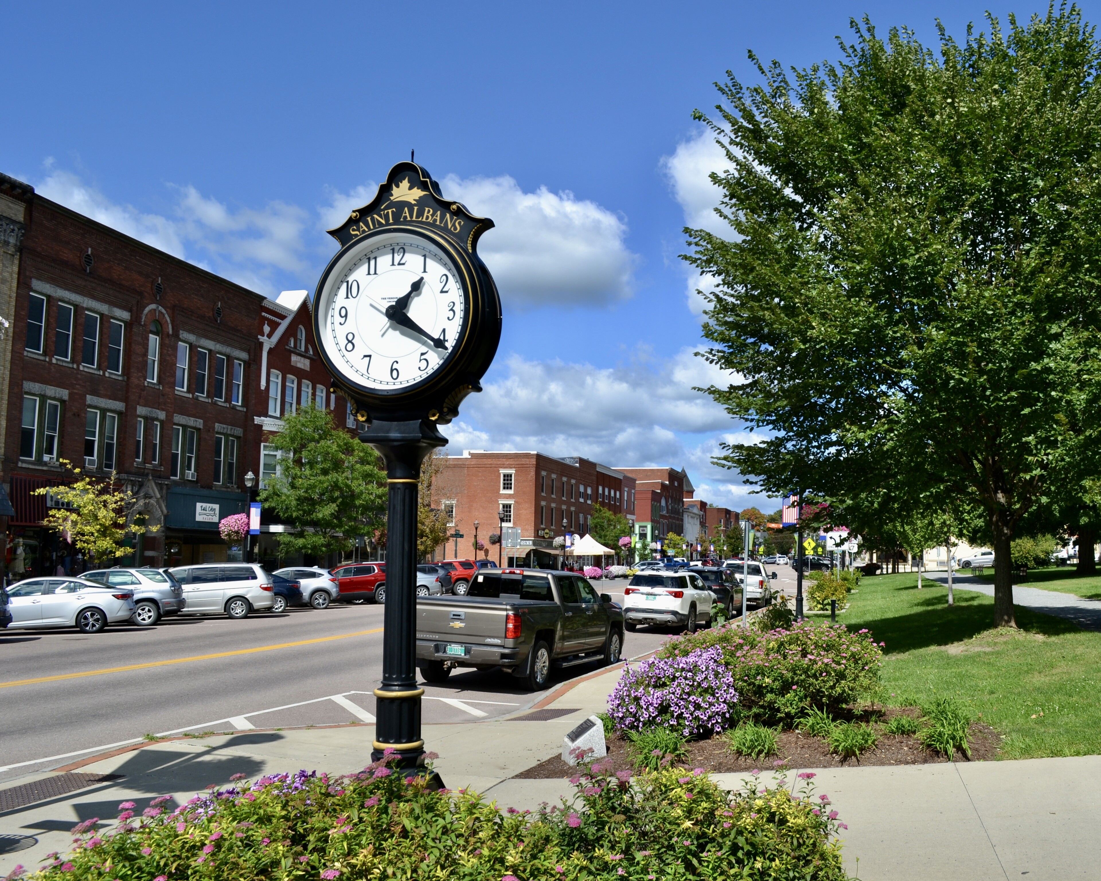 St. Albans clock and downtown